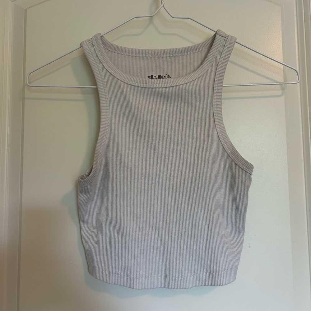Wild Fable white Ribbed Crop Top high neck - Picture 2 of 4